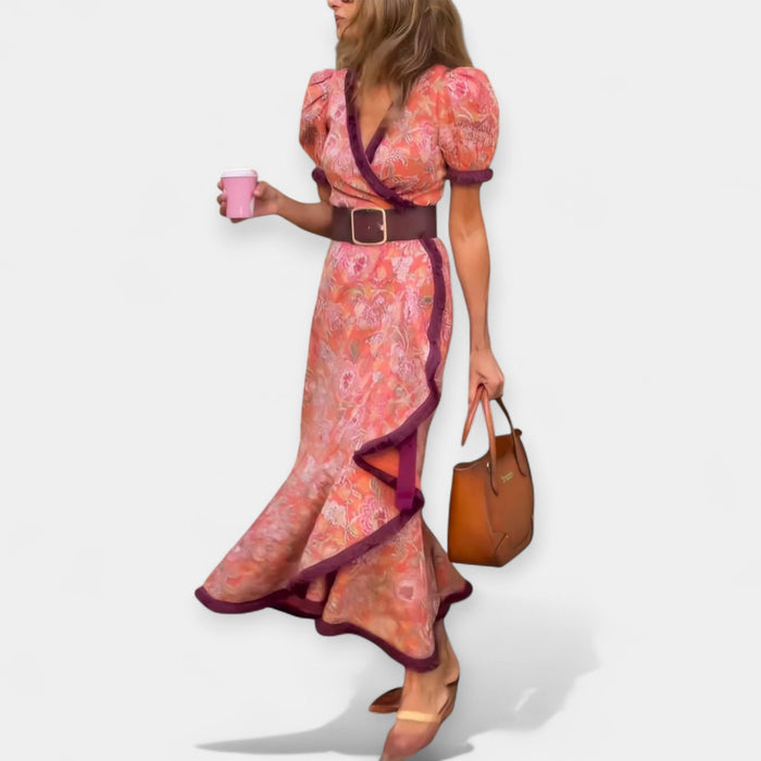 Romantic Belted Dress with Puff Sleeves