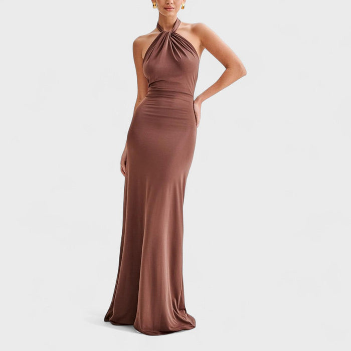 Clara | Open-Back Satin Maxi Dress