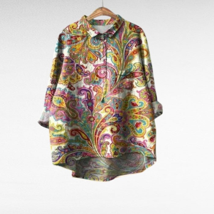 Elegant Summer Blouse in Paisley Fern