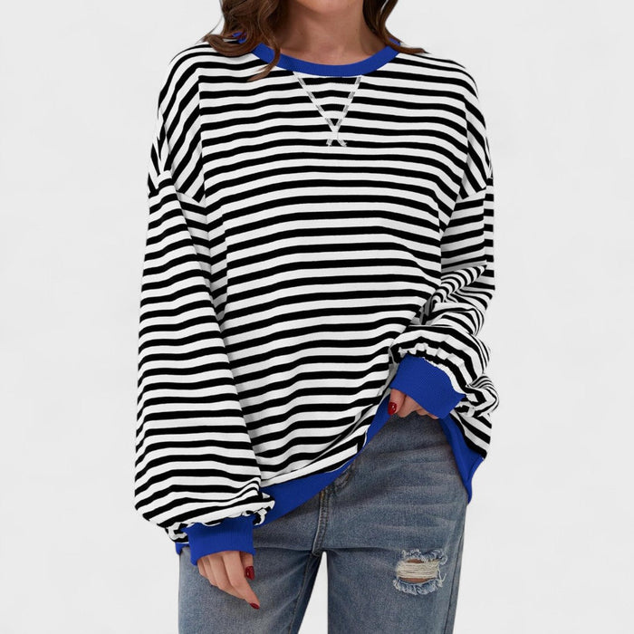 Contrast Collar Striped Jumper