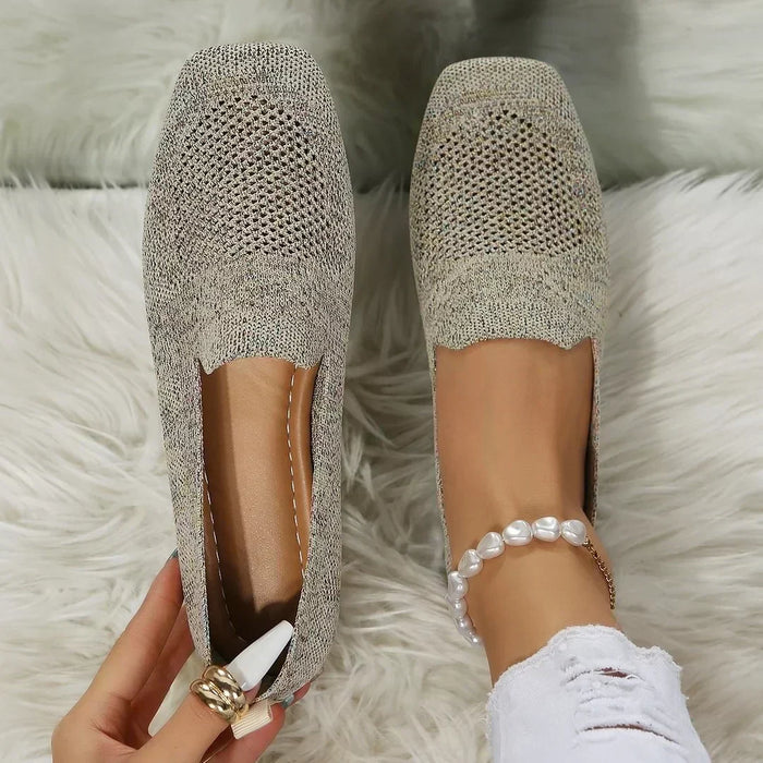 Nadia | Square-Toe Knit Flats