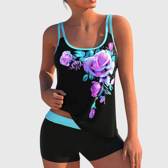 Two-Piece Swimsuit in Black Rose Tankini