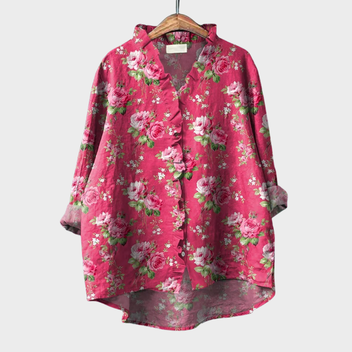 Elegant Summer Blouse in Raspberry Rose