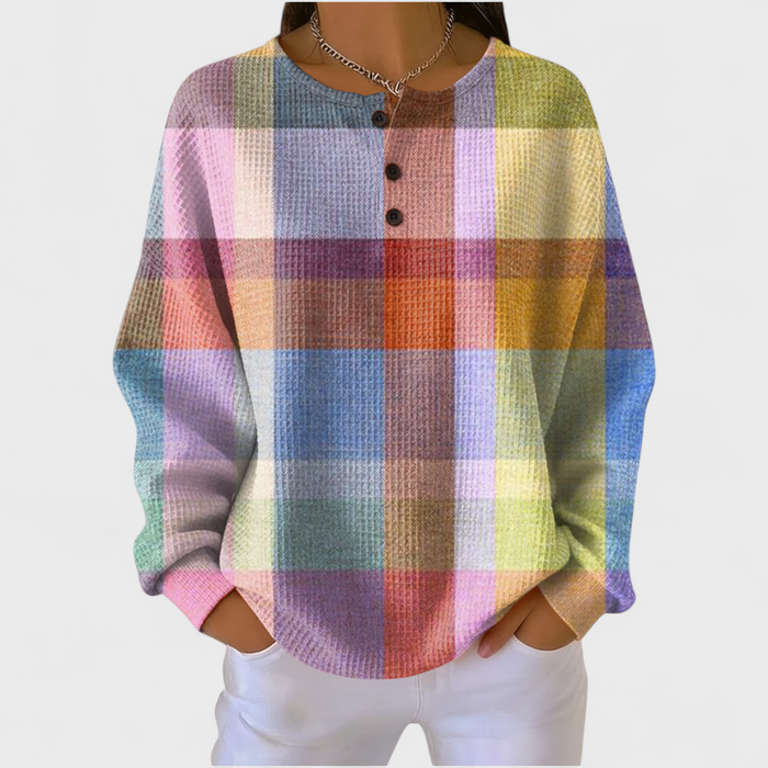 Pastel Tartan Waffle Jumper