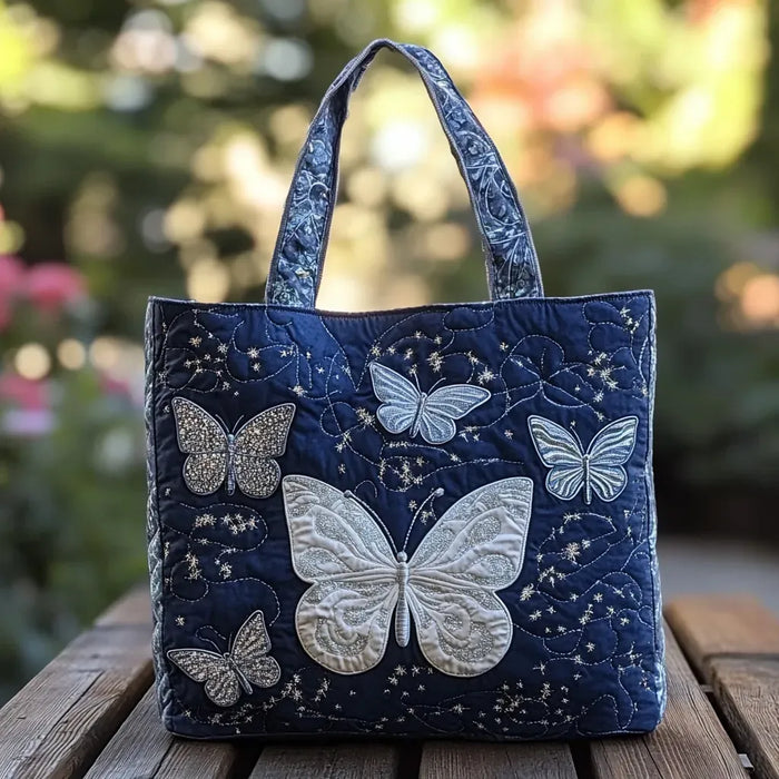 Handcrafted Bag - Silver Butterflies