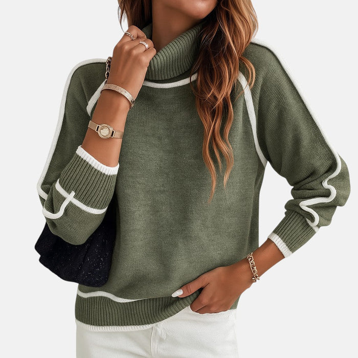 Contrast Stripe Turtleneck Jumper