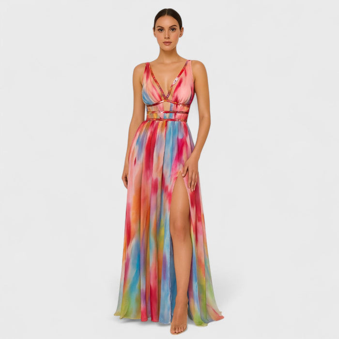 Fiona | Watercolour Print Maxi Dress