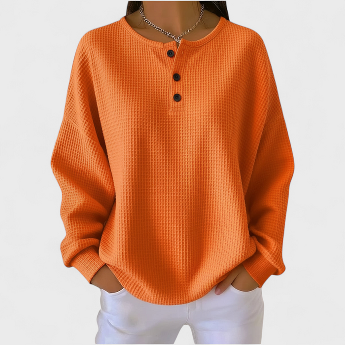 Plain Button Waffle Jumper