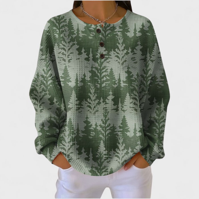 Green Pine Forest Waffle Jumper