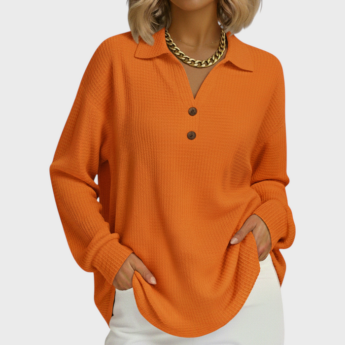 Shirt-Collar Waffle Jumper