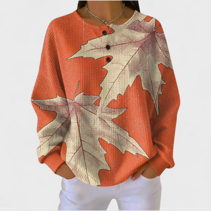 Orange Autumn Leaves Waffle Jumper