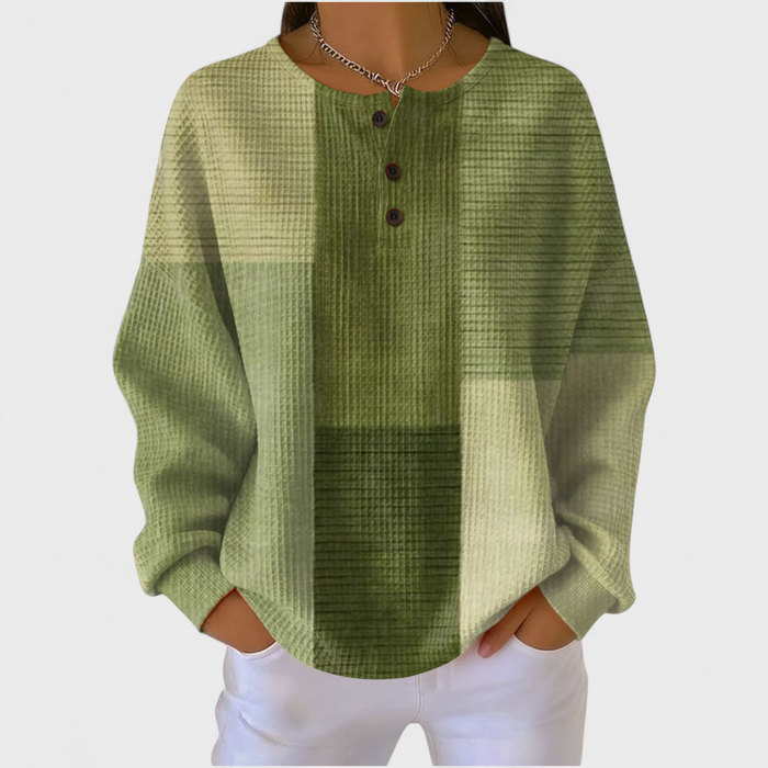 Green Patchwork Waffle Jumper
