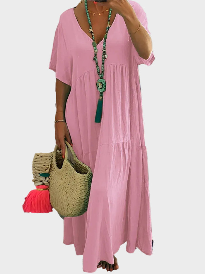 Linnea | Flowy V-Neck Maxi Dress with Ruffles