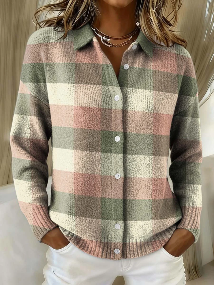 Pastel Pink and Green Check Cardigan