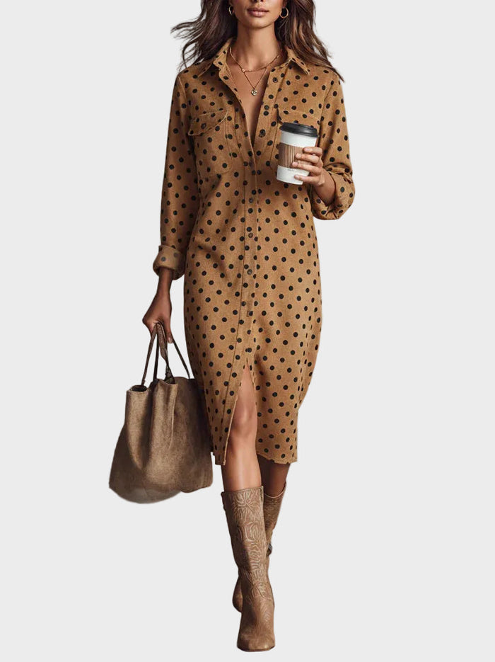 Vegan Leather Polka Dot Midi Dress