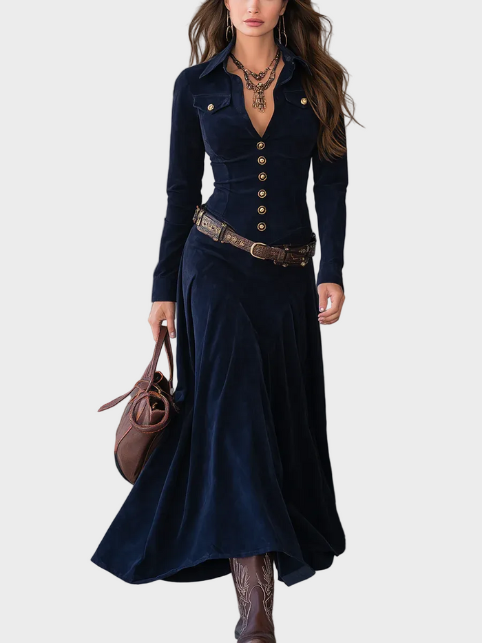 Alyssa | Belted Suede Maxi Dress