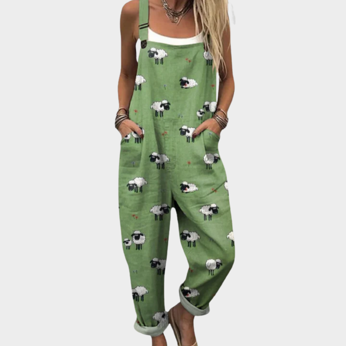 Angelica | Women's Bright Boho Soft Green Overalls