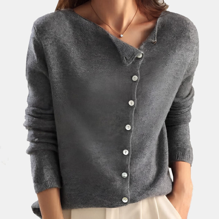 Asymmetric Button Cardigan
