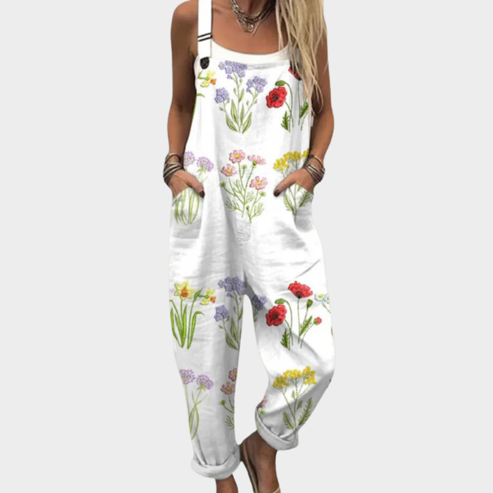 Dorothy | Women's Bright Boho Wildflower Overalls