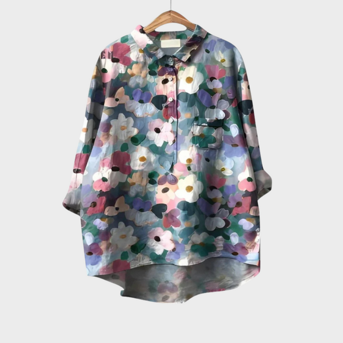 Elegant Summer Blouse in Pastel Cosmos