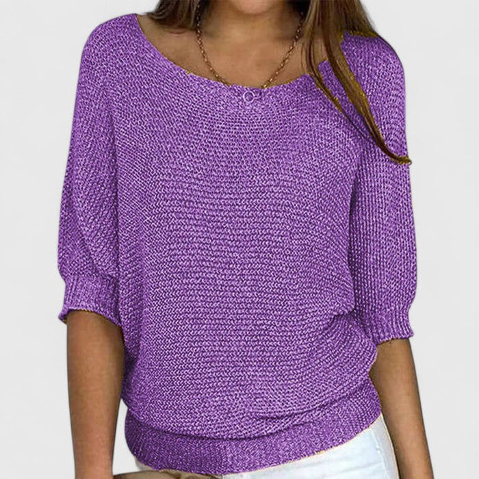 Purple Three-Quarter Sleeve Jumper