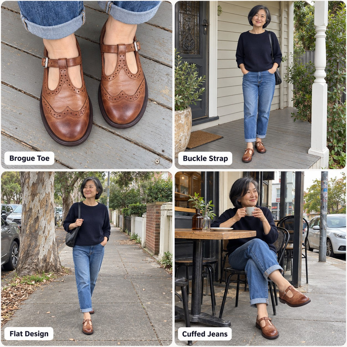 Fionnuala | Brogue T-Bar Mary Janes with a Buckle Strap