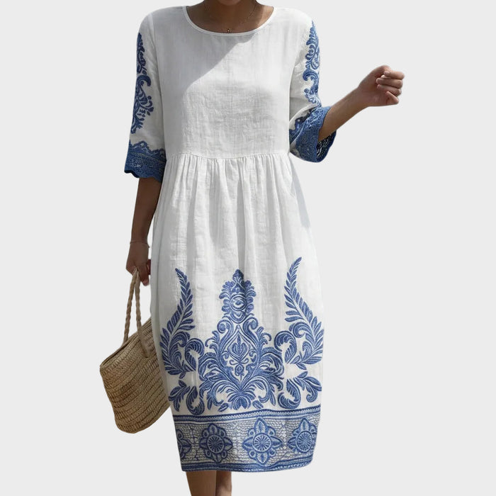 Bianca | Printed Round-Neck Maxi Dress