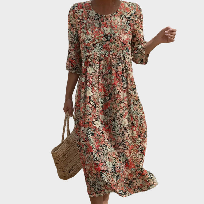 Sara | Printed Round-Neck Maxi Dress