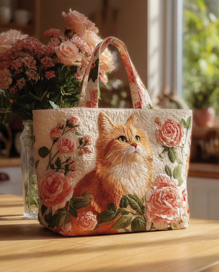 Handcrafted Bag - Cat with Roses