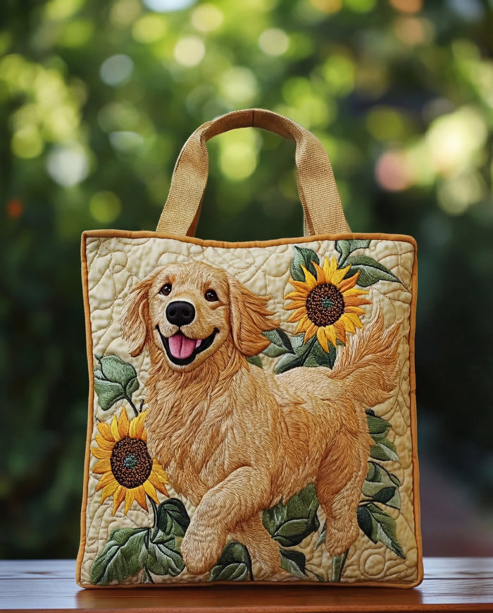 Handcrafted Bag - Golden Retriever with Sunflowers