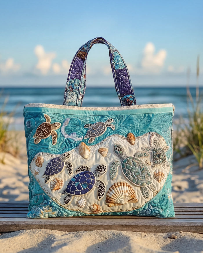 Handcrafted Bag - Blue Turtles and Seashells