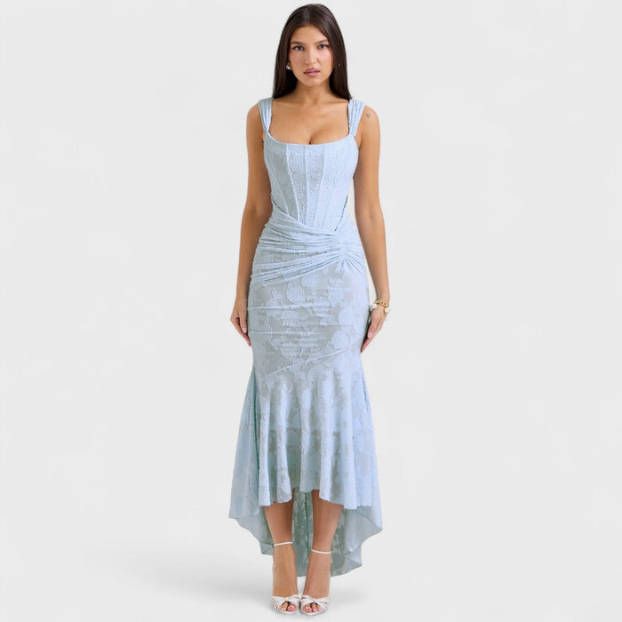 Clarissa | Square-Neck Lace Maxi Dress