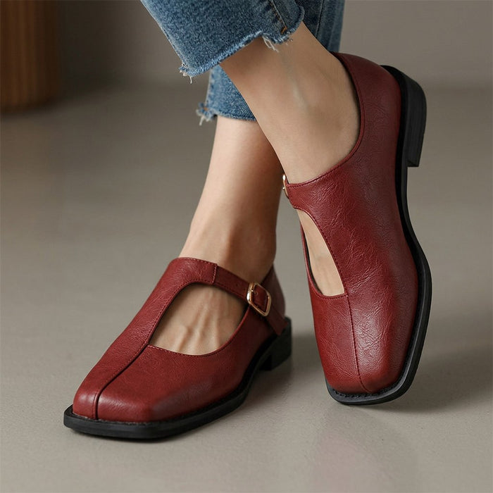 Comfort Leather Strap Ballet Flats