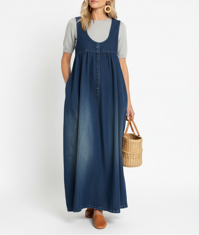 Vintage Strappy Denim Maxi Dress