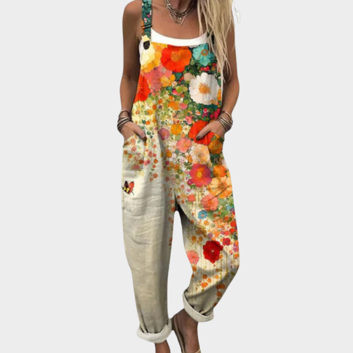 Phoebe | Women's Bright Artistic Vibrant Floral Overalls