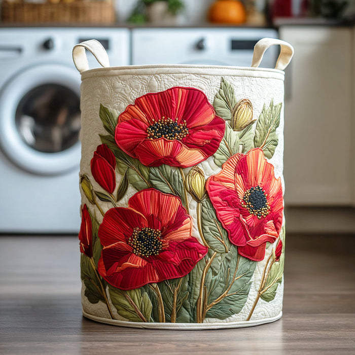 Quilted Laundry Basket - Scarlet Poppies