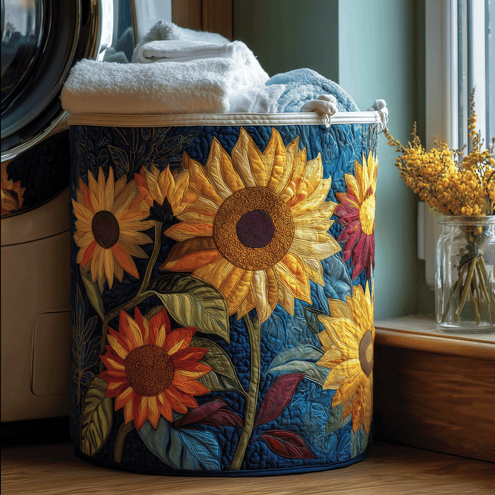 Quilted Laundry Basket - Sunflowers