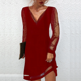 Lorna | V-Neck Evening Dress with Sparkly Sleeves