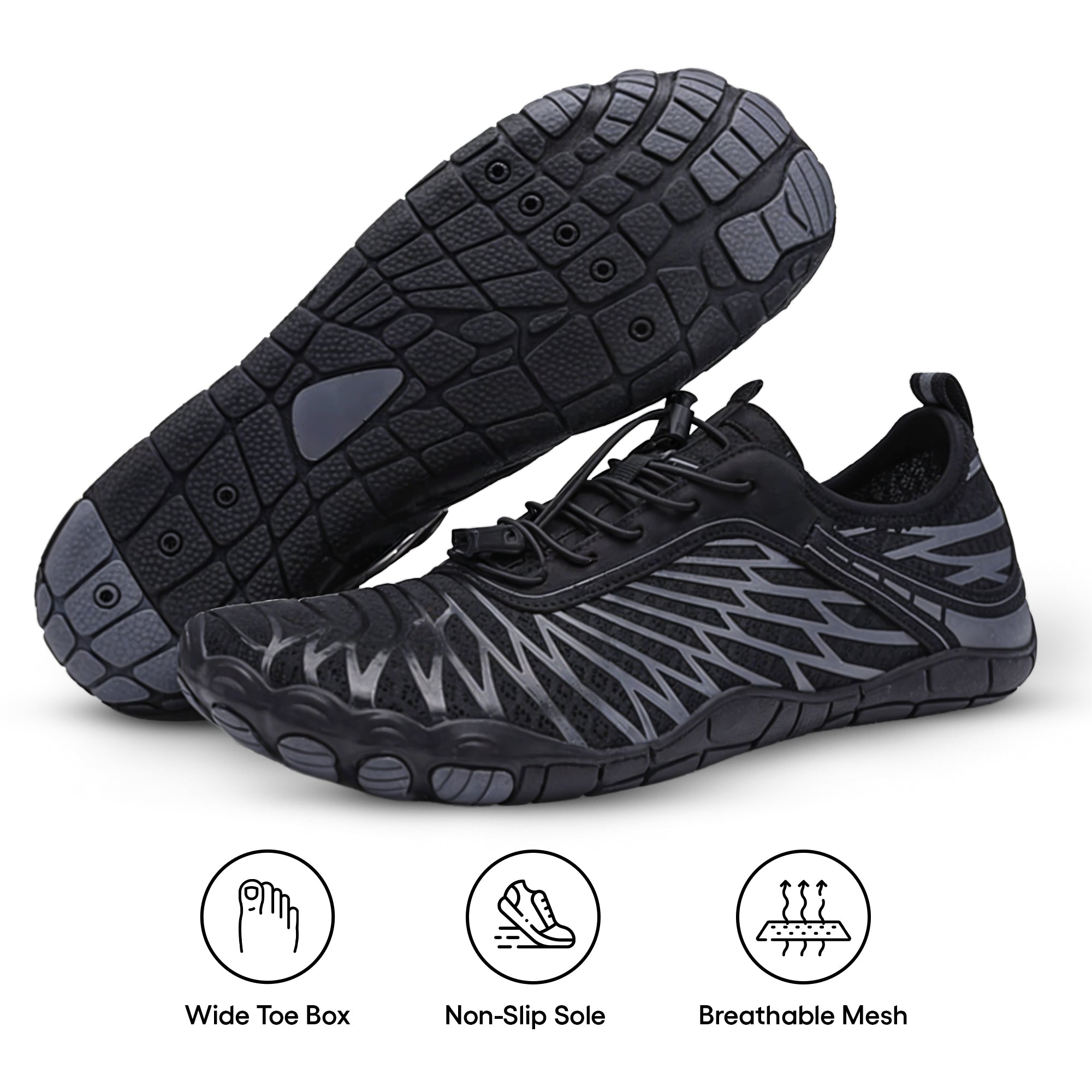 Adriana Non-Slip Barefoot Unisex Shoes Black, photo studio