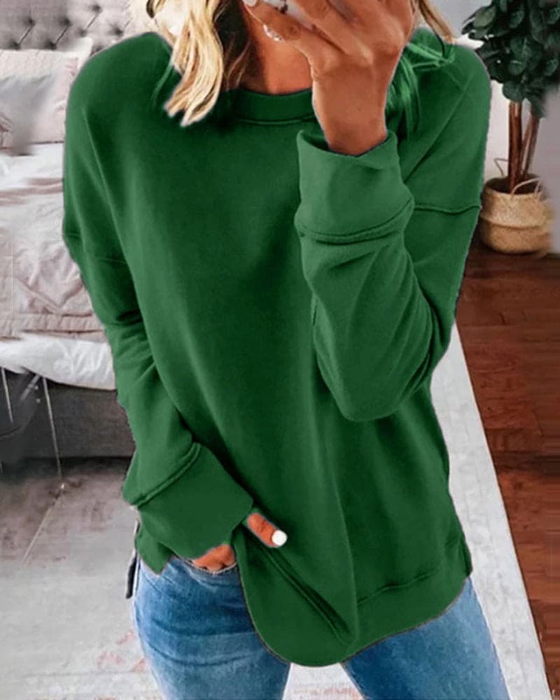 Mocha Round-Neck Jumper Green, studio photo