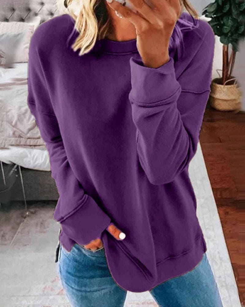 Mocha Round-Neck Jumper Purple, studio photo