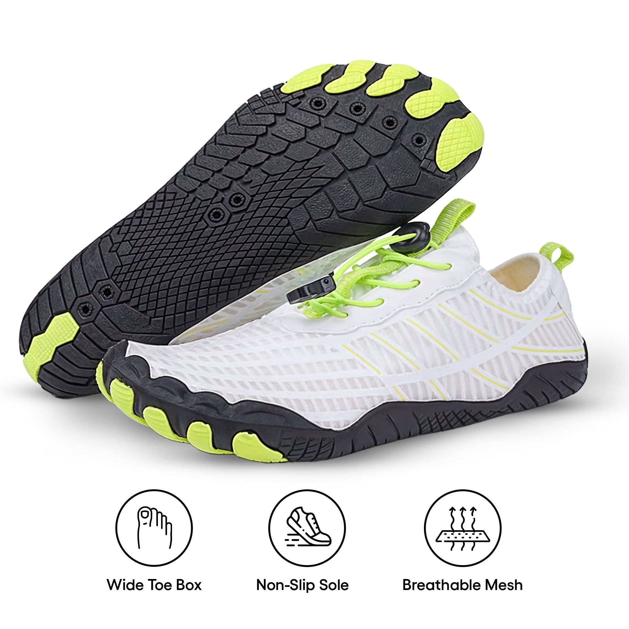 Adriana Non-Slip Barefoot Unisex Shoes White, photo studio