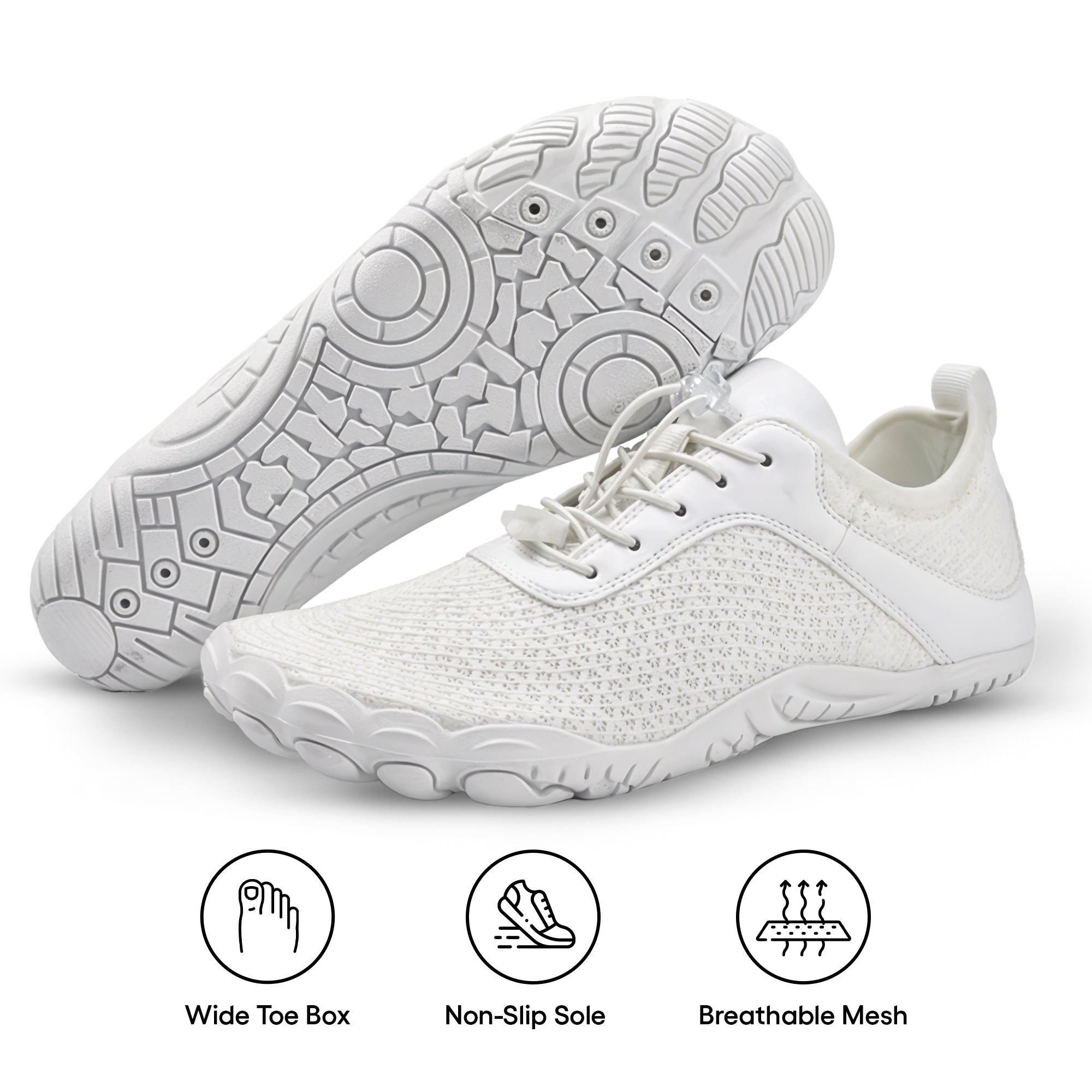 Adriana Non-Slip Barefoot Unisex Shoes White, photo studio