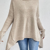 Long Split-Hem Turtleneck Jumper