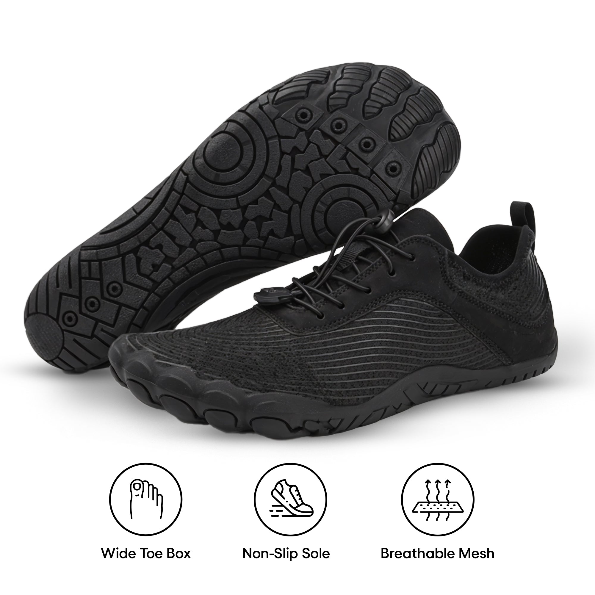 Adriana Non-Slip Barefoot Unisex Shoes Black, photo studio