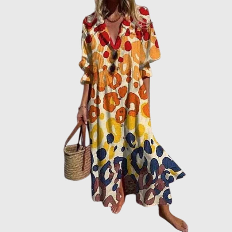 Elegant Bohemian Dress Yellow, studio photo