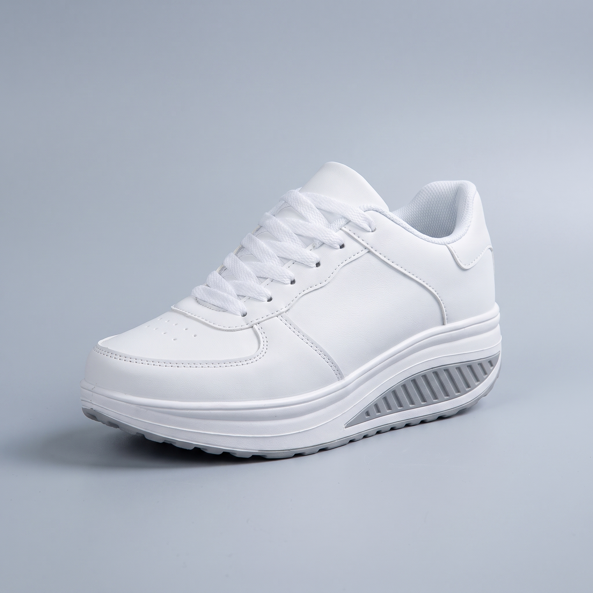 Chloe | Platform Sneakers with a Curved Sole White, photo studio