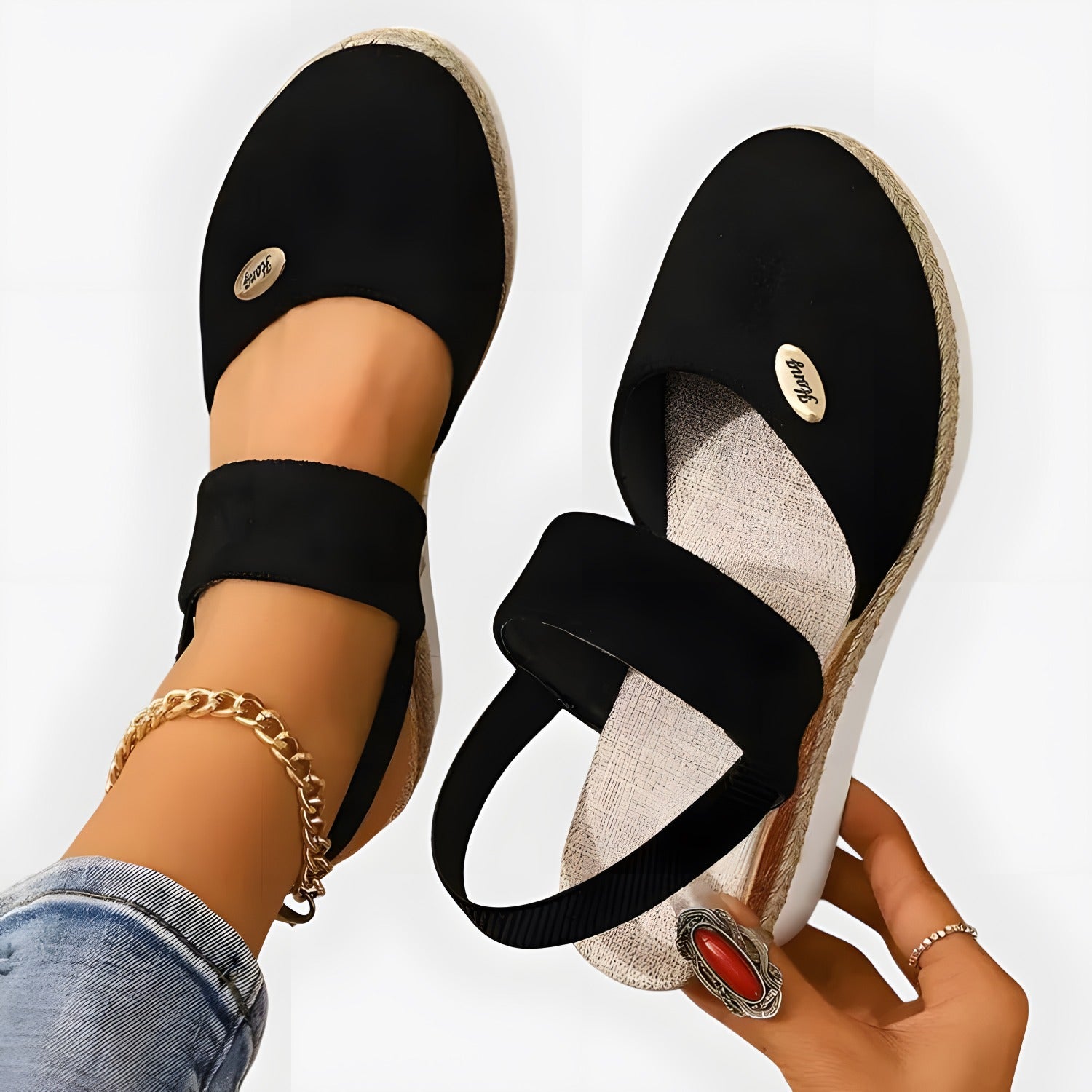 Calista | Women's Orthopaedic Comfort Sandals Black, photo studio