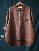 Elegant Summer Blouse in Olive Linen