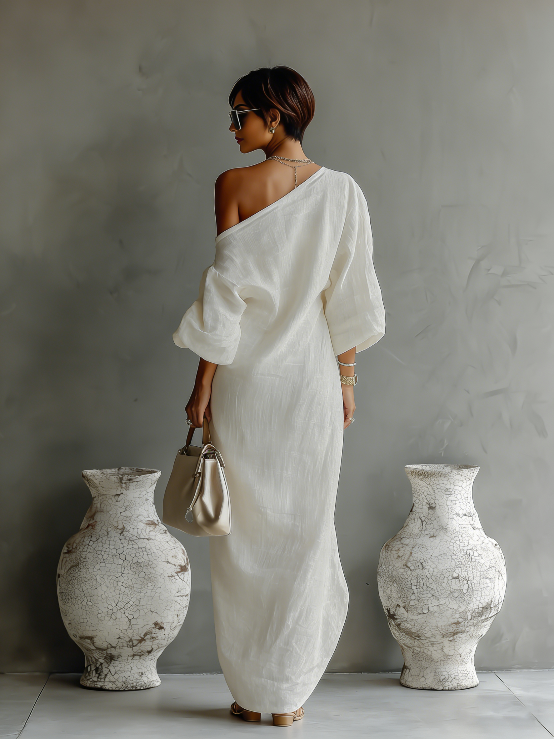 Alice | One-Shoulder Linen Maxi Dress